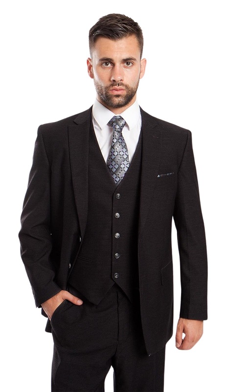 ZeGarie Mens Woolen Suit MW248-01-BLK