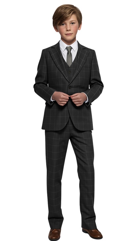 PERRY ELLIS BOYS Suit-PB414-01-BLACK