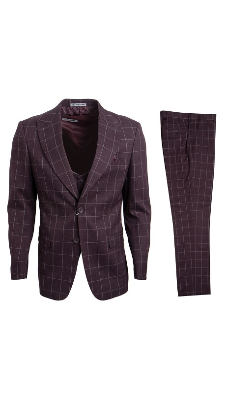 Stacy Adams-SM120H1-03-BURG Mens Suit