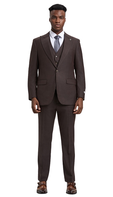 Stacy Adams SM161H1-65-DR-BRN Mens Suit