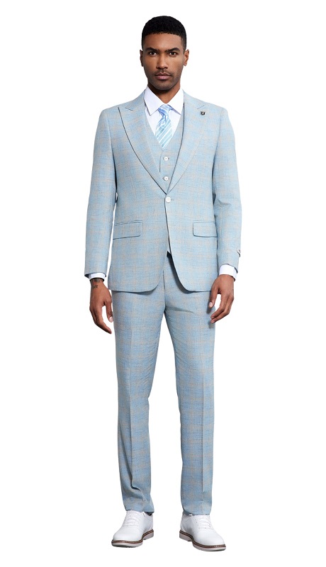 Stacy Adams SM182H1-02-BABY-BLUE Mens Suit