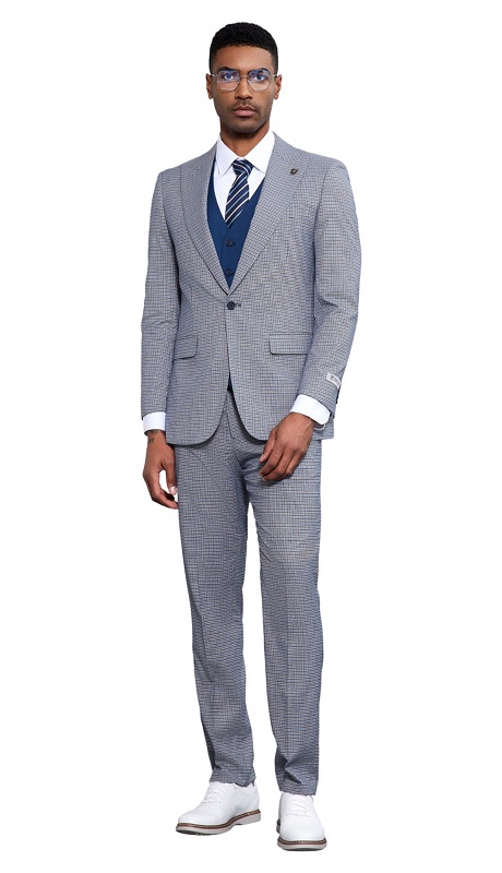 Stacy Adams SM183H1-02-GRY-BLUE Mens Suit