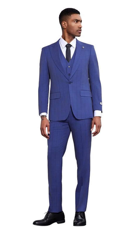 Stacy Adams SM186H1-03-BLUE Mens Suit
