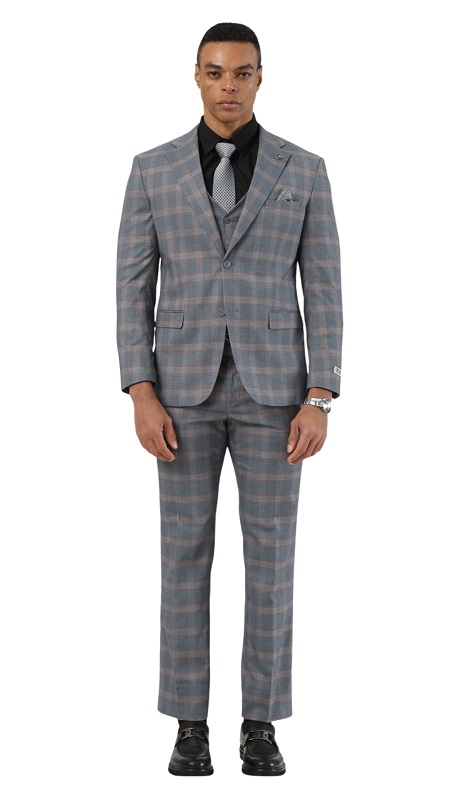 Stacy Adams SM203H1-122-GRY-ORG Mens Suit
