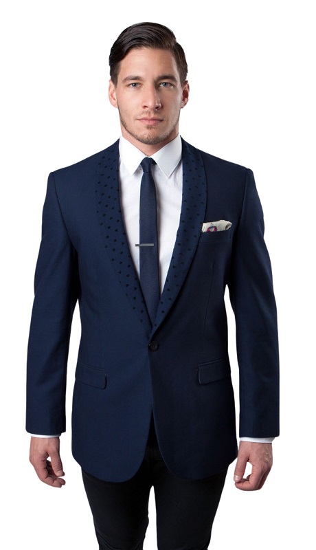 Tazzio Mens Sports Coat MJ155S-NAVY