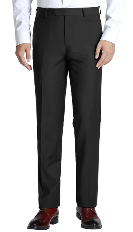 Renoir Mens Pants 201-1-BLK ( Flat Front Suit Separate Pants )