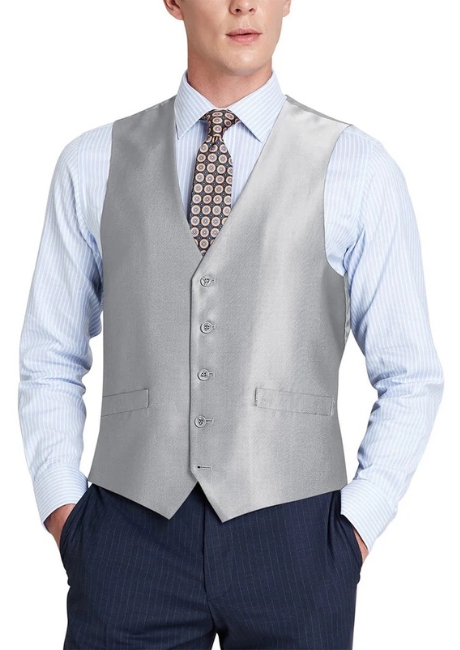 Renoir Mens Vest 207-2-GRY ( Classic Fit Sharkskin Suit Vest )