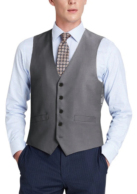 Renoir Mens Vest 508-3-DARK-GRY ( Classic Fit Suit Separate Wool Vest )