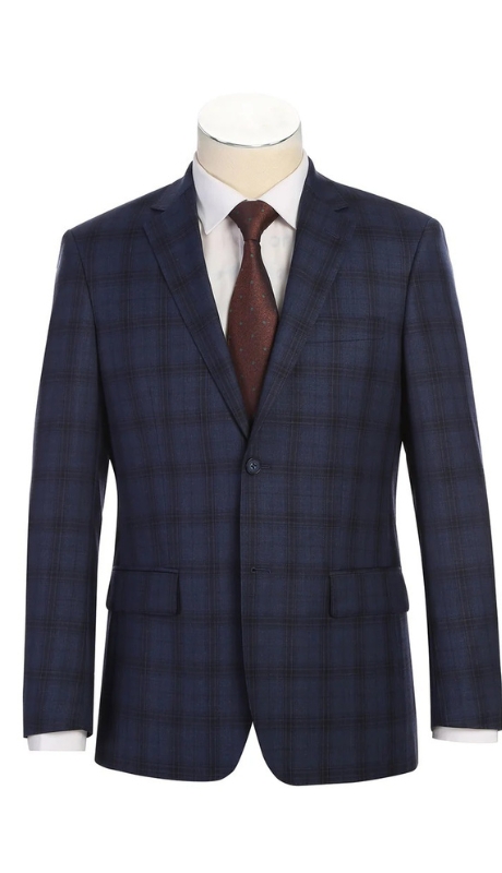 Renoir Mens Suit 566-14-NAVY ( New Slim Fit Wool Suits )