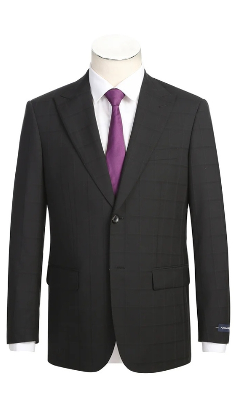 Renoir Mens Suit 566-15-BLK ( New Slim Fit Wool Suits )