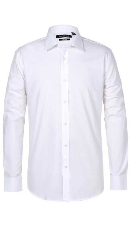 Verno Mens Shirt CS0220-WHT ( Classic Fit Long Sleeve Travel Easy-Care Cotton Dress Shirt )