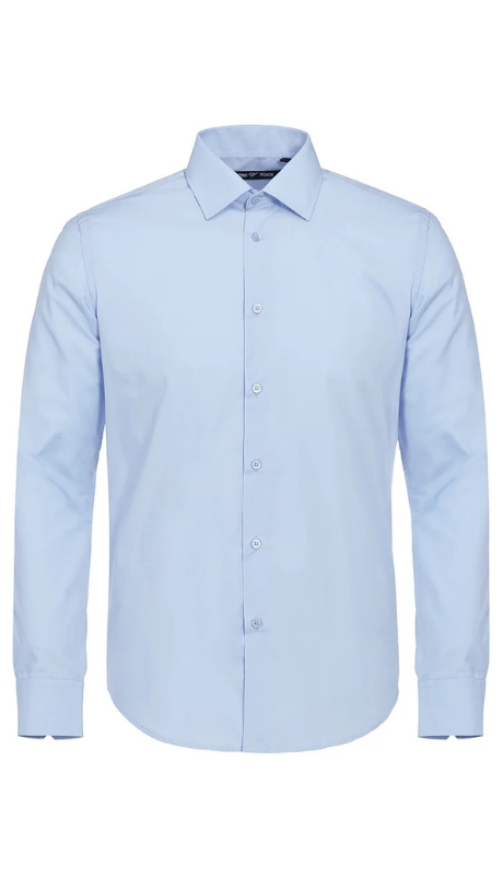 Verno Mens Shirt CS0221-LB ( Classic Fit Long Sleeve Travel Easy-Care Cotton Dress Shirt )
