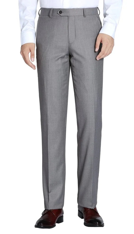 Renoir Mens Pant 508-5-GRY ( Regular Fit Flat Front Wool Suit Pant )