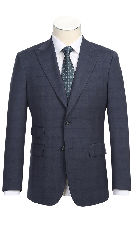 Renoir Men's Suit 12-52-095EL-GREY-BLUE ( Check Suit )