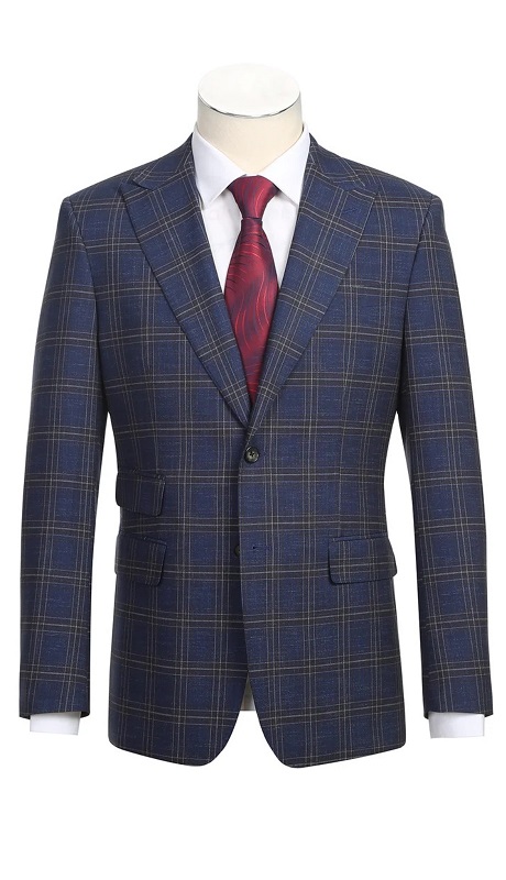 Renoir Men's Suit 12-52-410EL-NAVY ( Check Suit )