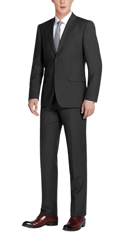 Renoir Men's Suit 201-1-BLK (Double-Breasted Peak Lapel Slim Fit Suit)