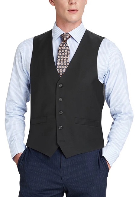 Renoir Mens Vest 201-1-BLK ( Classic Fit Suit Separate Vest )