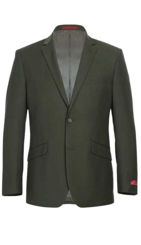 Renoir Men's Suit 201-10-OLIVE (2-Piece Slim Fit Single Breasted Notch Lapel Suit) 