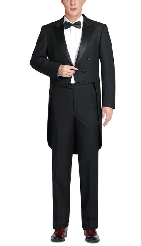 Renoir Mens Tuxedo 201-1FD-BLK ( Classic Fit Peak Lapel Full Dress Tuxedo )