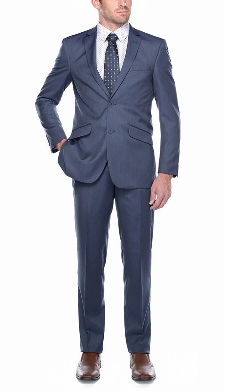 Renoir Men's Suit 203-19-NAVY (2-Piece Slim Fit Single Breasted Notch Lapel Suit)