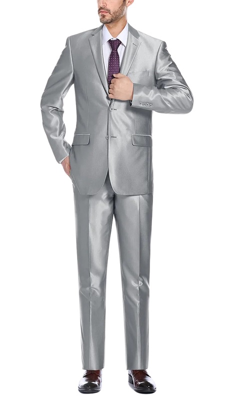 Renoir Men's Suit 207-2-GREY (Sharkskin Italian Styled Two Piece Suit)