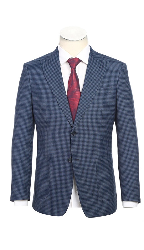Renoir Mens Suit 22-10-412EL-NAVY ( Check Suit )
