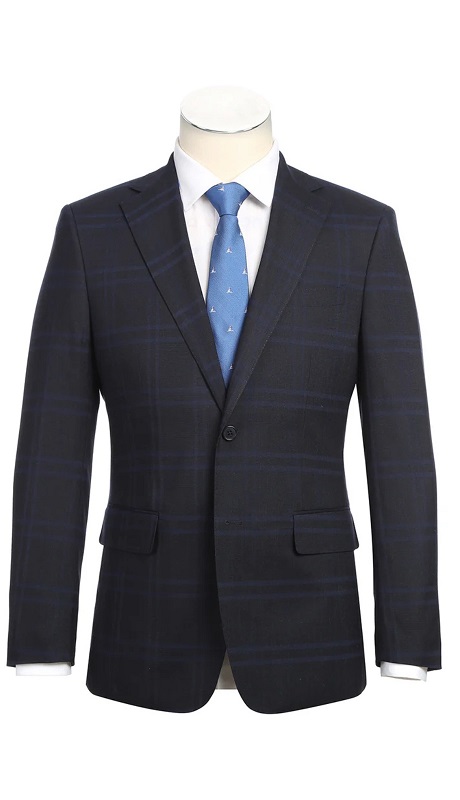 English Laundry Mens Suit 22-20-410EL-NAVY  ( Check Suit )