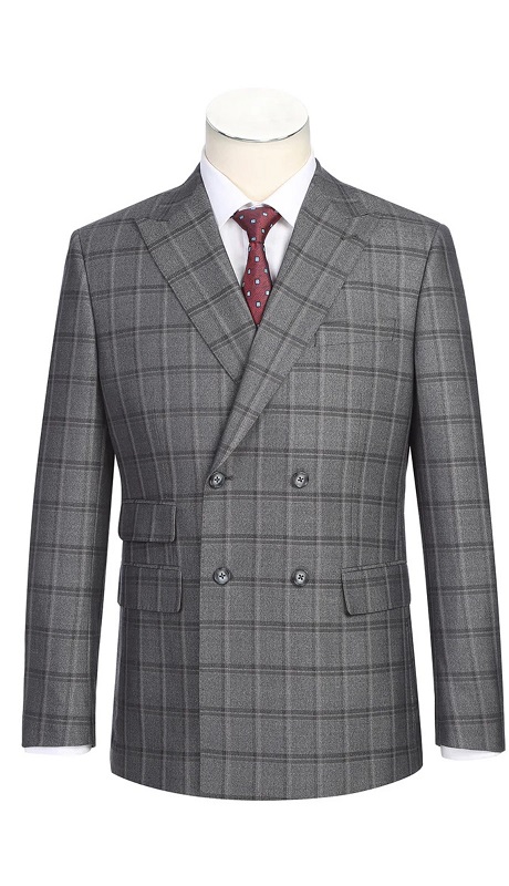 English Laundry Mens Suit 22-50-092EL-GRY ( Double-breasted Gray Check Suit )