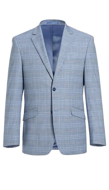 Renoir Men's Suit 293-3-LB (2-Piece Slim Fit Notch Lapel Stretch Windowpane Suit)