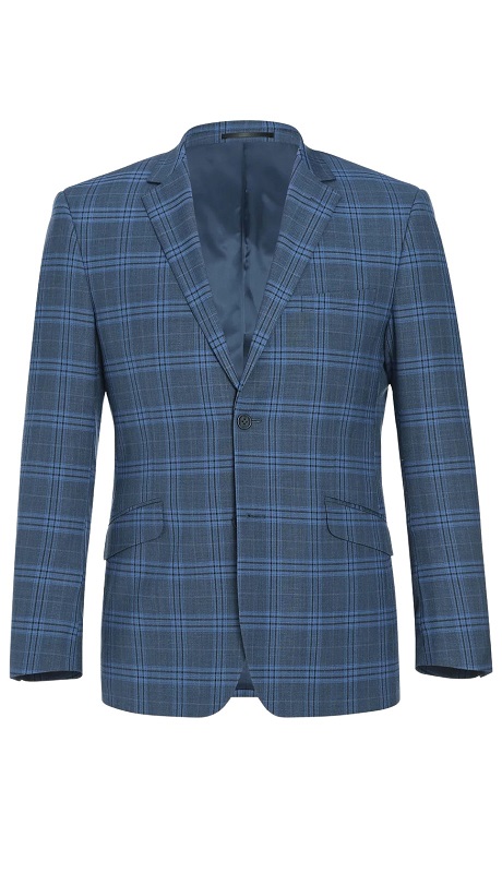 Renoir Men's Suit 293-4-NAVY (2-Piece Slim Fit Notch Lapel Stretch Windowpane Suit)