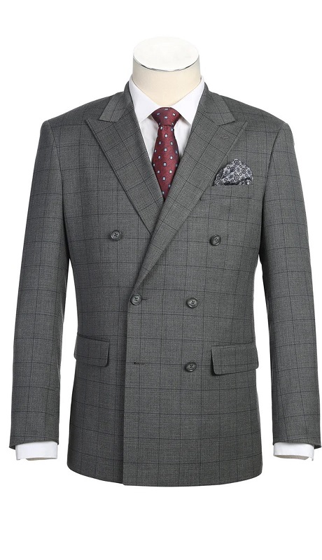 Renoir Men's Suit 293-44-GRAY (Double-Breasted New Slim Fit Suits)