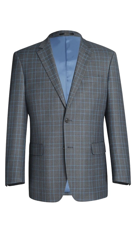 Renoir Men's Suit 293-5-LG (Two Piece Classic Fit Windowpane Check Dress Suit)
