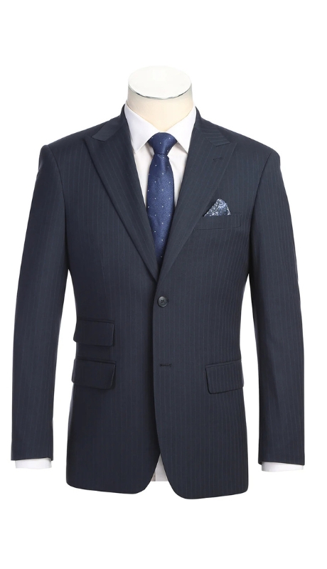 Renoir Men's Suit 293-58-NAVY (Men's Classic Fit Checked Suits)