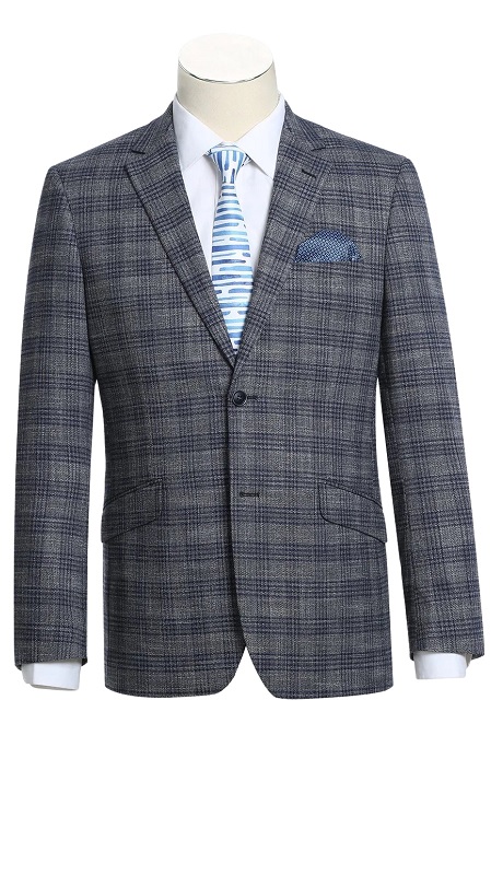 ​Renoir 294-13 Men's Slim Fit Stretch Checked Blazer
