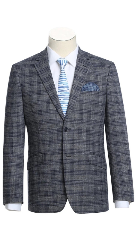 ​Renoir 294-13 Men's Slim Fit Stretch Checked Blazer
