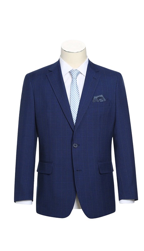 Renoir Mens Blazer 294-16-BLU ( Classic Fit Windowpane Blazer )