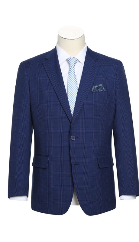 Renoir Mens Blazer 294-16-BLU ( Classic Fit Windowpane Blazer )