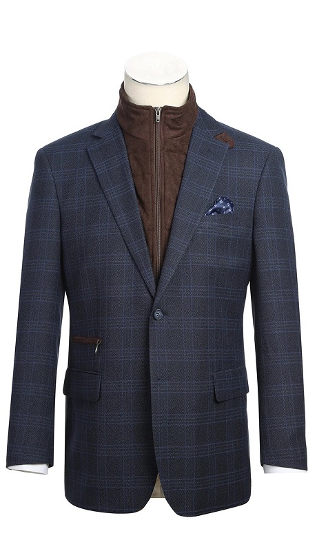 Renoir Mens Blazer 294-34-BLUE ( Classic Fit Bib Blazer )