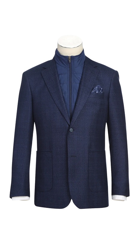 Renoir Mens Blazer 294-41-NAVY ( New Slim Fit Bib Blazer )