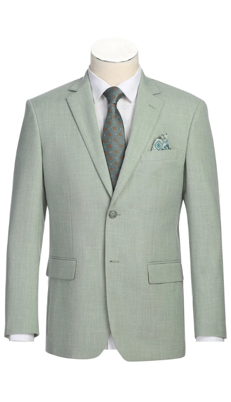 Renoir Mens Blazer294-58-LIGHT GREEN (Men's New Slim Fit Wool Blazer)