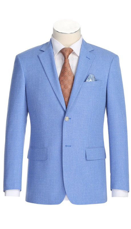 Renoir Mens Blazer 294-59-LIGHT BLUE (Men's New Slim Fit Wool Blazer)
