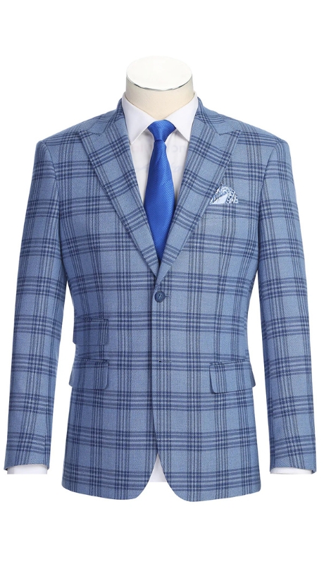 Renoir Mens Blazer 294-63-BLUE (Men's New Slim Fit Wool Blazer)