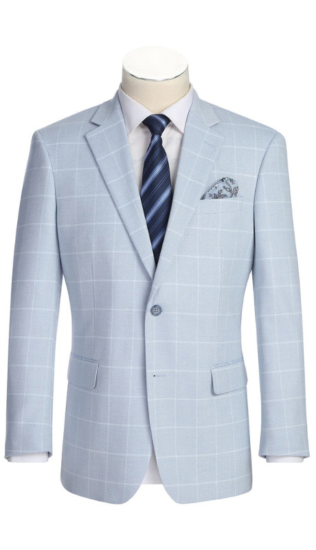 Renoir Mens Blazer 294-64-LIGHT BLUE (Men's Classic Fit Bib Blazer)