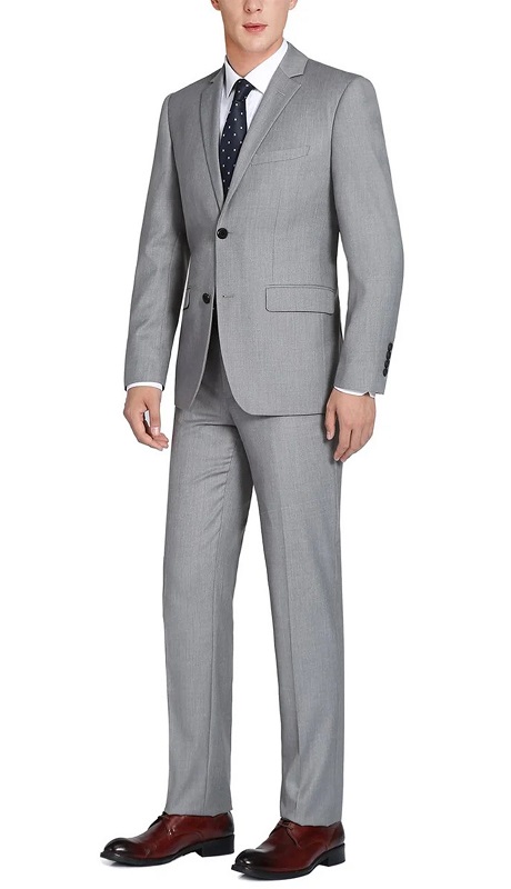 Renoir Men's Suit 508-5-GRY (2-Piece Notch Lapel 100% Wool Suit)