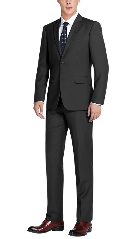 Renoir Mens Tuxedo 508-1-BLK ( Satin Notched Lapel 2-Piece 100% Wool Tuxedo )