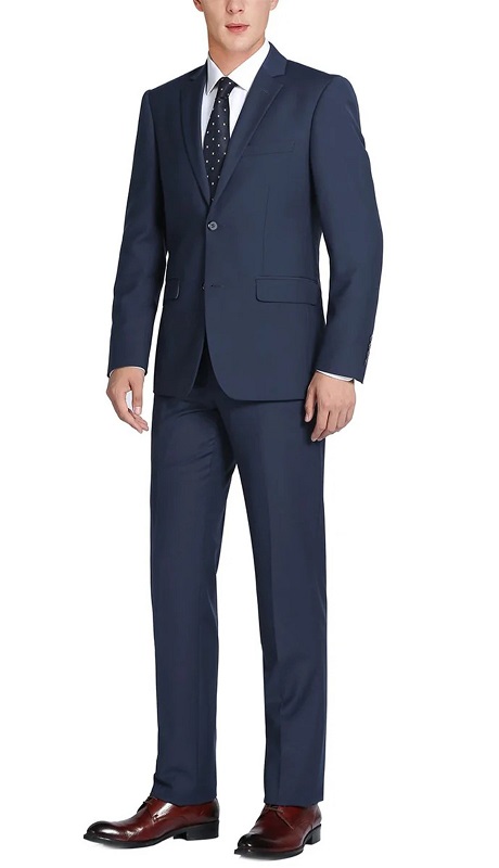 Renoir Men's Suit 508-19-BLUE (2-Piece Notch Lapel 100% Wool Suit)