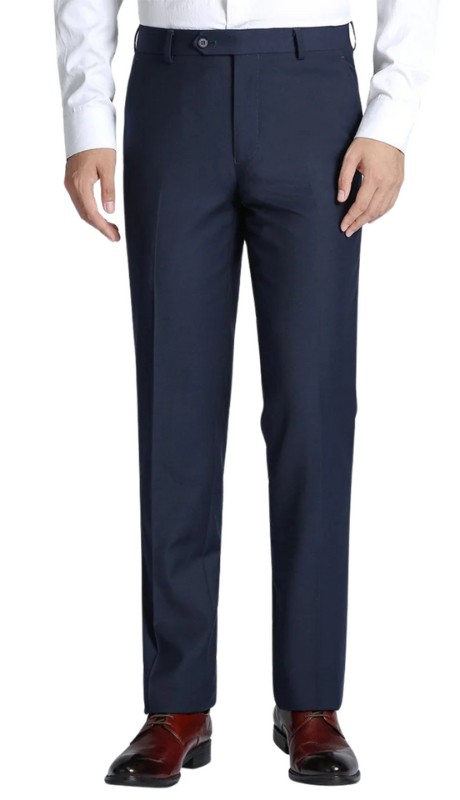 Renoir Mens Pant 508-19-BLUE ( Regular Fit Flat Front Wool Suit Pant )