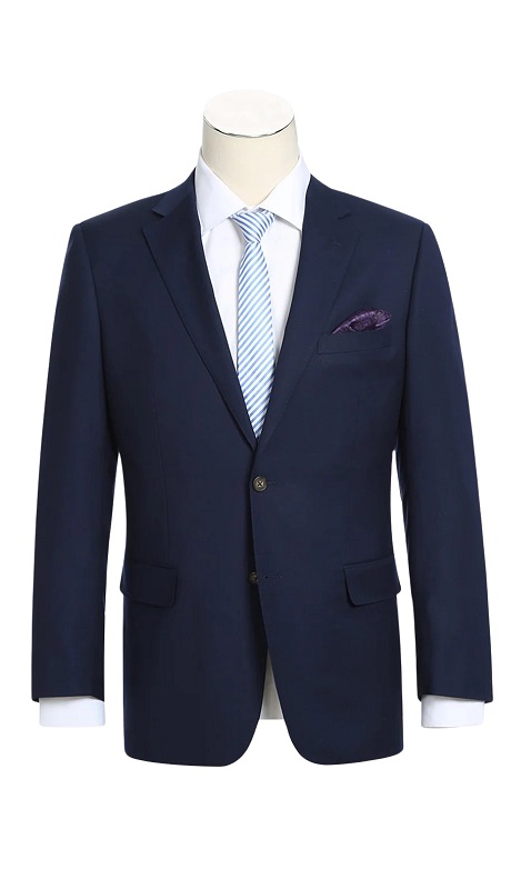 Renoir Mens Blazer 561-6-DARK-NAVY ( Notch Lapels Dark Navy Solid Blazer )