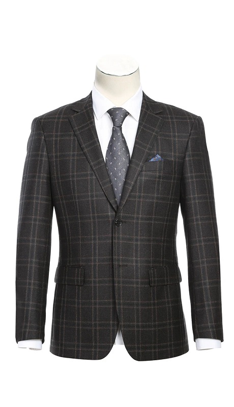 Renoir Mens Blazer 563-11-DIMGRY ( Slim Fit Wool Checked Blazer )