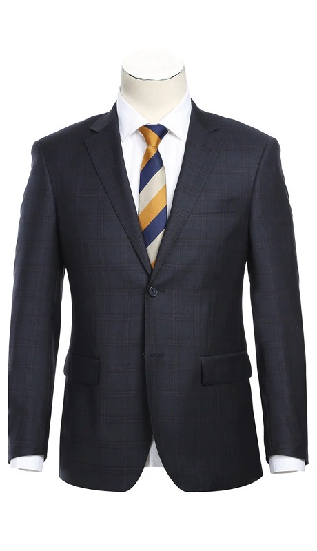 Renoir Mens Suit 564-5-NAVY ( Slim Fit Wool Suit )